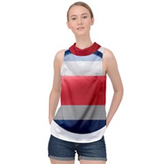 Costa Rica Flag Country Symbol High Neck Satin Top by Sapixe