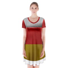 Germany Flag Europe Country Short Sleeve V-neck Flare Dress by Sapixe