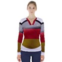 Germany Flag Europe Country V-Neck Long Sleeve Top View1