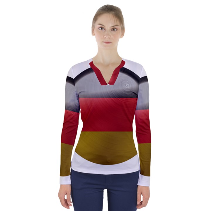 Germany Flag Europe Country V-Neck Long Sleeve Top