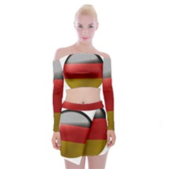 Germany Flag Europe Country Off Shoulder Top With Mini Skirt Set by Sapixe