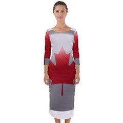 Canada Flag Country Symbol Nation Quarter Sleeve Midi Bodycon Dress by Sapixe