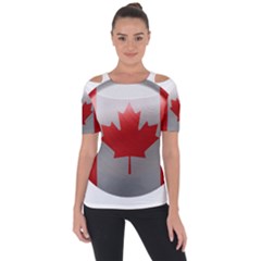 Canada Flag Country Symbol Nation Shoulder Cut Out Short Sleeve Top by Sapixe