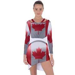 Canada Flag Country Symbol Nation Asymmetric Cut-out Shift Dress by Sapixe