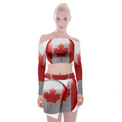 Canada Flag Country Symbol Nation Off Shoulder Top With Mini Skirt Set by Sapixe