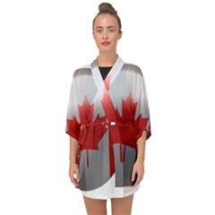 Canada Flag Country Symbol Nation Half Sleeve Chiffon Kimono by Sapixe