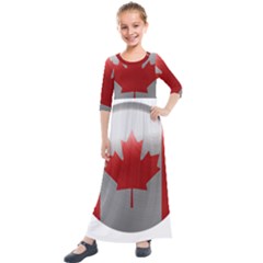 Canada Flag Country Symbol Nation Kids  Quarter Sleeve Maxi Dress by Sapixe