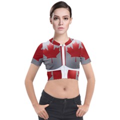 Canada Flag Country Symbol Nation Short Sleeve Cropped Jacket by Sapixe