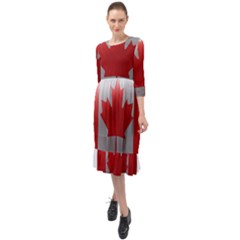 Canada Flag Country Symbol Nation Ruffle End Midi Chiffon Dress