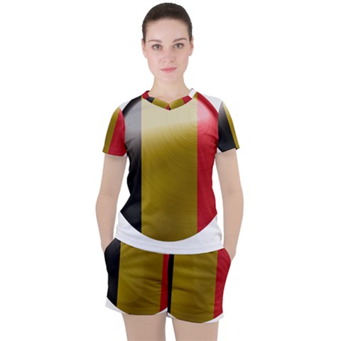 Belgium Flag Country Europe Women s Tee And Shorts Set by Sapixe