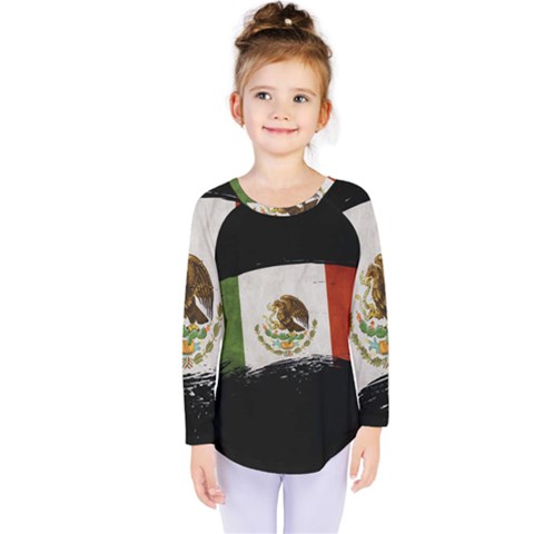 Flag Mexico Country National Kids  Long Sleeve Tee by Sapixe