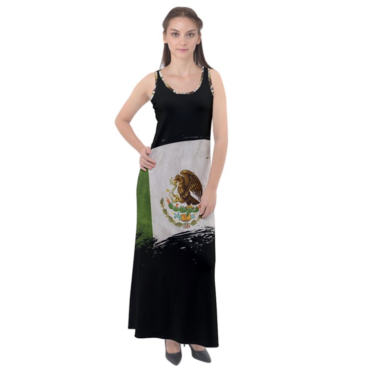 Flag Mexico Country National Sleeveless Velour Maxi Dress