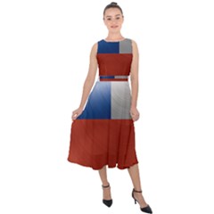 Chile Flag Country Chilean Midi Tie-back Chiffon Dress by Sapixe