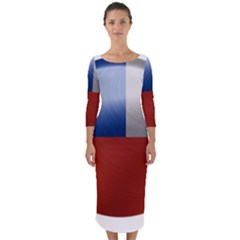 Chile Flag Country Chilean Quarter Sleeve Midi Bodycon Dress by Sapixe