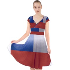 Chile Flag Country Chilean Cap Sleeve Front Wrap Midi Dress by Sapixe