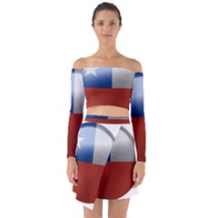 Chile Flag Country Chilean Off Shoulder Top With Skirt Set by Sapixe