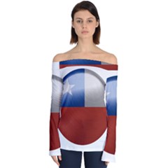 Chile Flag Country Chilean Off Shoulder Long Sleeve Top by Sapixe