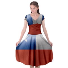 Chile Flag Country Chilean Cap Sleeve Wrap Front Dress by Sapixe