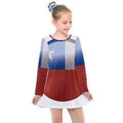 Chile Flag Country Chilean Kids  Long Sleeve Dress by Sapixe