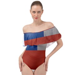 Chile Flag Country Chilean Off Shoulder Velour Bodysuit 