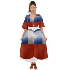 Chile Flag Country Chilean Kimono Sleeve Boho Dress by Sapixe