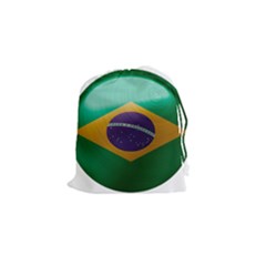 Brazil Flag Country Symbol Drawstring Pouch (small) by Sapixe