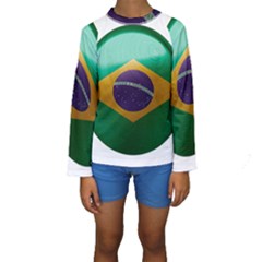 Brazil Flag Country Symbol Kids  Long Sleeve Swimwear by Sapixe