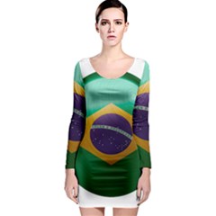 Brazil Flag Country Symbol Long Sleeve Bodycon Dress