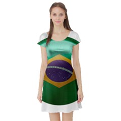 Brazil Flag Country Symbol Short Sleeve Skater Dress by Sapixe