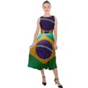 Brazil Flag Country Symbol Midi Tie-Back Chiffon Dress View1