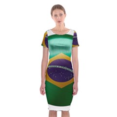 Brazil Flag Country Symbol Classic Short Sleeve Midi Dress by Sapixe