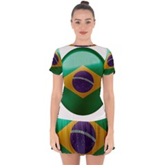 Brazil Flag Country Symbol Drop Hem Mini Chiffon Dress by Sapixe