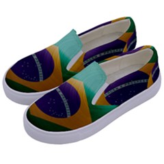 Brazil Flag Country Symbol Kids  Canvas Slip Ons by Sapixe