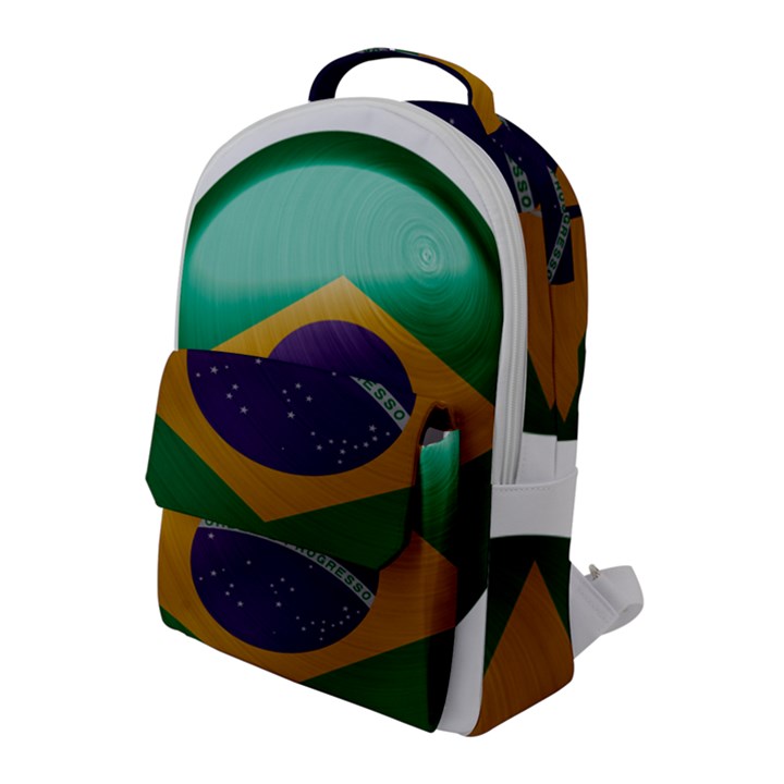 Brazil Flag Country Symbol Flap Pocket Backpack (Large)