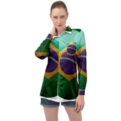 Brazil Flag Country Symbol Long Sleeve Satin Shirt