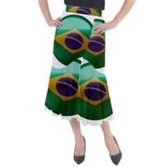 Brazil Flag Country Symbol Midi Mermaid Skirt by Sapixe