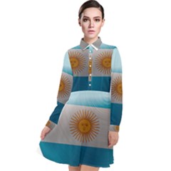 Argentina Flag Country Nation Long Sleeve Chiffon Shirt Dress by Sapixe