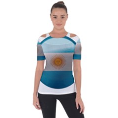 Argentina Flag Country Nation Shoulder Cut Out Short Sleeve Top by Sapixe