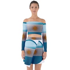 Argentina Flag Country Nation Off Shoulder Top With Skirt Set by Sapixe