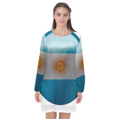 Argentina Flag Country Nation Long Sleeve Chiffon Shift Dress  by Sapixe