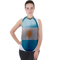 Argentina Flag Country Nation Mock Neck Chiffon Sleeveless Top by Sapixe