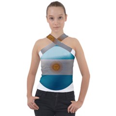 Argentina Flag Country Nation Cross Neck Velour Top by Sapixe