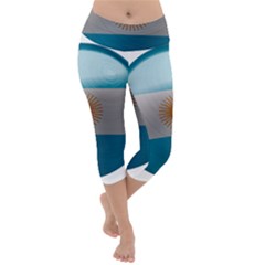 Argentina Flag Country Nation Lightweight Velour Capri Yoga Leggings by Sapixe