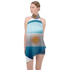 Argentina Flag Country Nation Halter Asymmetric Satin Top by Sapixe