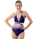 Australia Flag Country National Halter Cut-Out One Piece Swimsuit View1