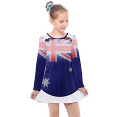 Australia Flag Country National Kids  Long Sleeve Dress by Sapixe