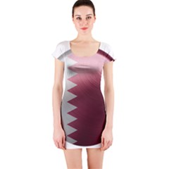 Qatar Flag Country Nation National Short Sleeve Bodycon Dress by Sapixe