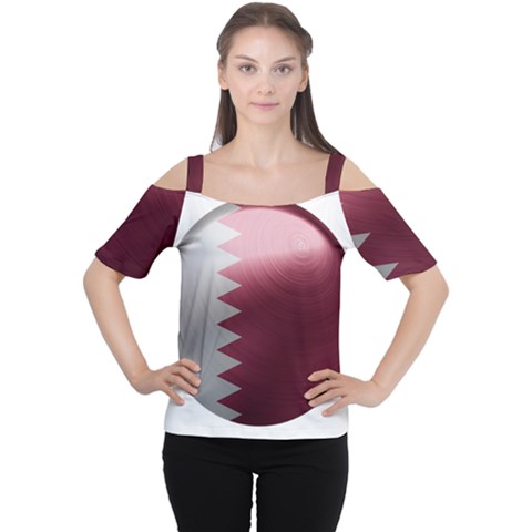 Qatar Flag Country Nation National Cutout Shoulder Tee by Sapixe