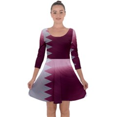 Qatar Flag Country Nation National Quarter Sleeve Skater Dress by Sapixe