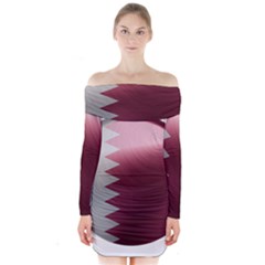 Qatar Flag Country Nation National Long Sleeve Off Shoulder Dress by Sapixe